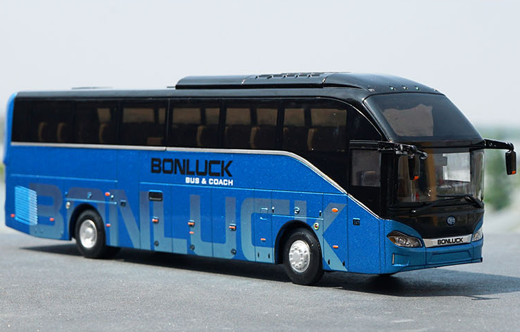 Original factory authentic 1:42 Scale Blue Diecast Bonluck Falcon LX Coach Bus Model for Birthday/Christmas gift