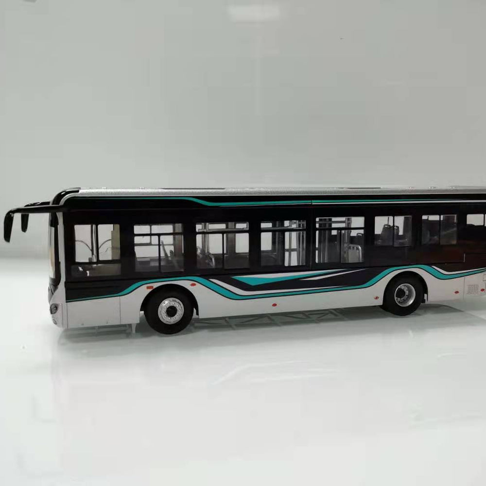 1:42 Original Suzhou Jinlong Higer Wei blue car model alloy new energy bus light version bus model