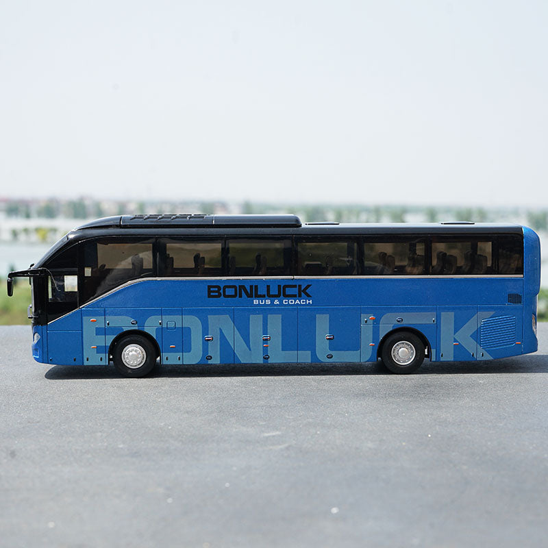 Original factory authentic 1:42 Scale Blue Diecast Bonluck Falcon LX Coach Bus Model for Birthday/Christmas gift