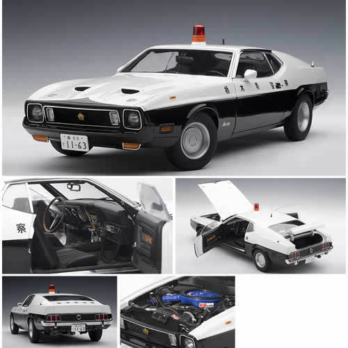 Diecast Ford Mustang Mach 1 Japanese Police Car 1:18 Autoart 72826
