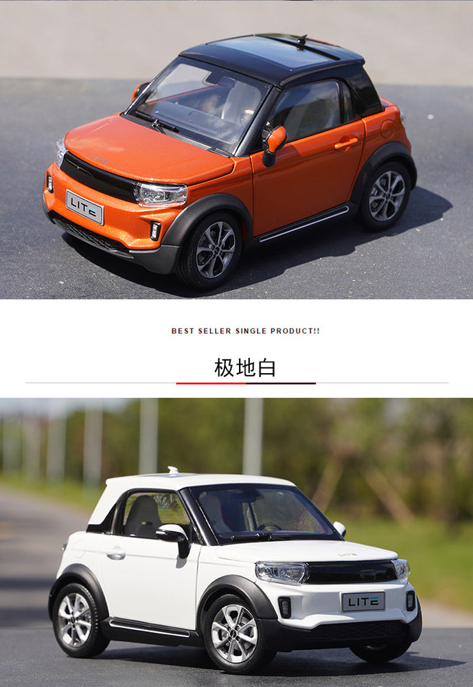 Original factory 1:18 BAIC LITE AFCFOX diecast electric car model for gift, collection