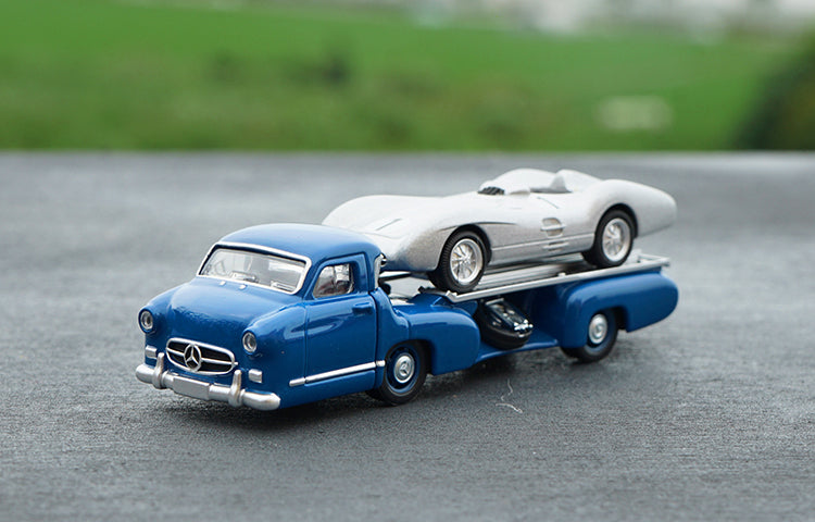 Original NOREV 1:64 Benz Blue Miracle diecast Truck model alloy Silver Arrow trailer BENZ alloy set car model