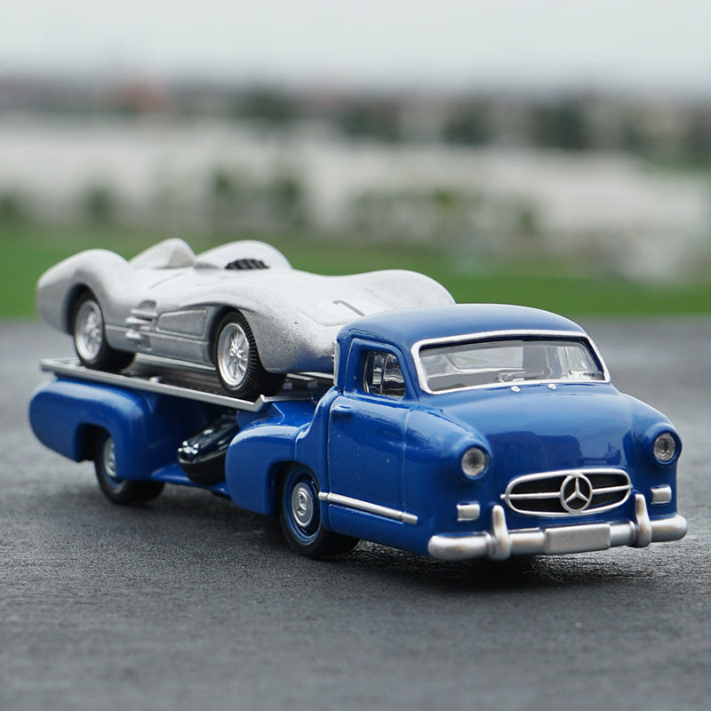 Original NOREV 1:64 Benz Blue Miracle diecast Truck model alloy Silver Arrow trailer BENZ alloy set car model