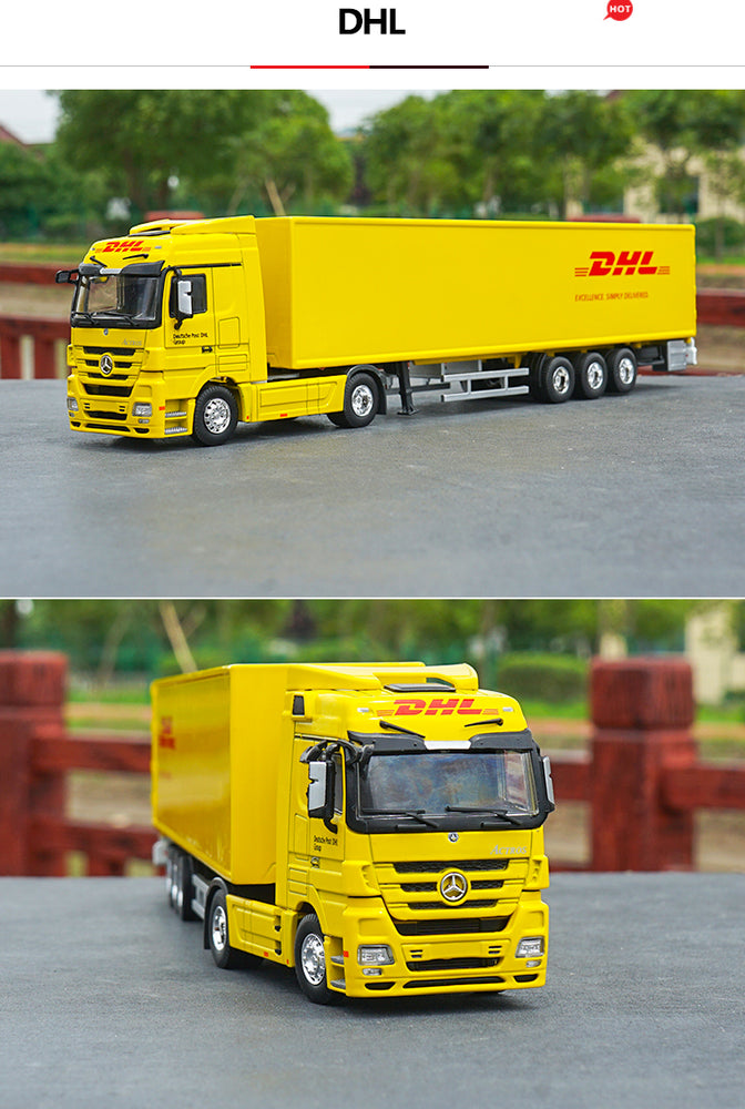 Original authentic 1:50 Ben z Diecast container truck  model Rongqing Logistics alloy DHL container truck model for gift