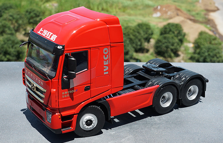High classic authentic 1:24 SAIC Iveco Cenlvon Jacklion C500 tractor trailer alloy truck model with fast delivery