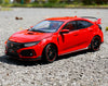High Quality 1/18 Honda Civic TYPE R FK8 2017 Japanese sports car alloy car model with small gift