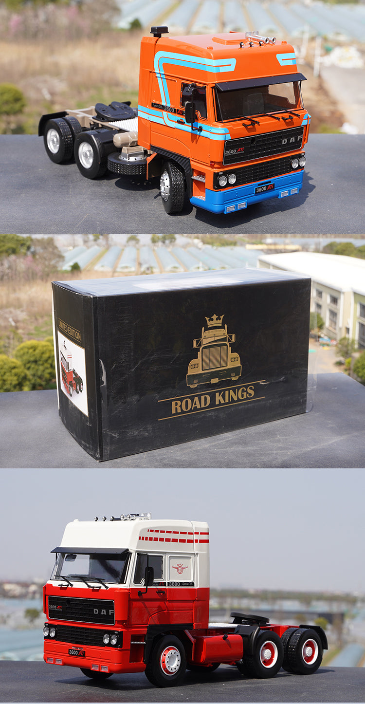 Miniature camion DAF 3600 SpaceCab 1986 blanc / rouge 1:18 Road Kings - Collection Miniature camion DAF 3600 SpaceCab 1986 blanc / rouge 1:18 Road Kings - Collection