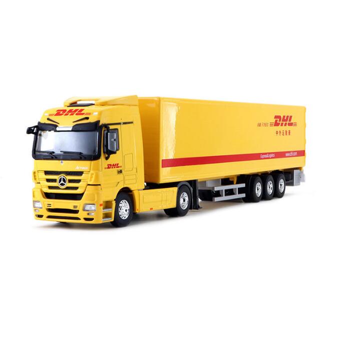 Original Authorized Authentic 1:50 Mercedes-Benz TRUCKS model with container,DHL logistics truck model toy truck Model for Christmas gift