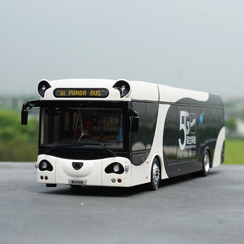 Original factory high quality deepblue technology 1:42 diecast White-Black AL Panda City Bus Model for gift, collection