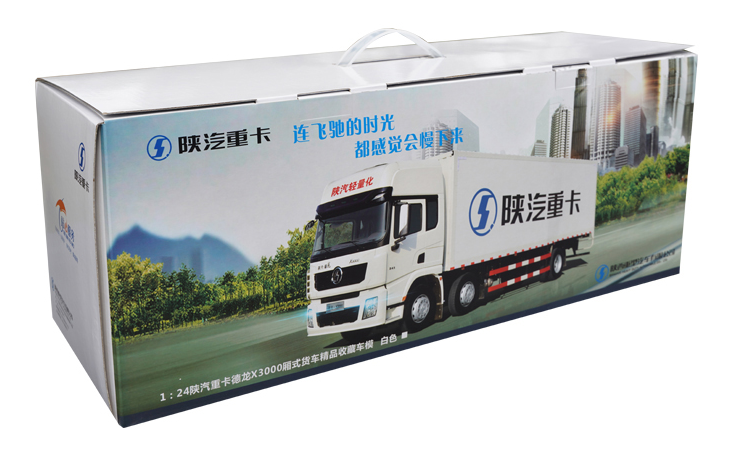 Original factory 1:24 Shaanxi Delong X6000 White diecast container truck model for gift, toys