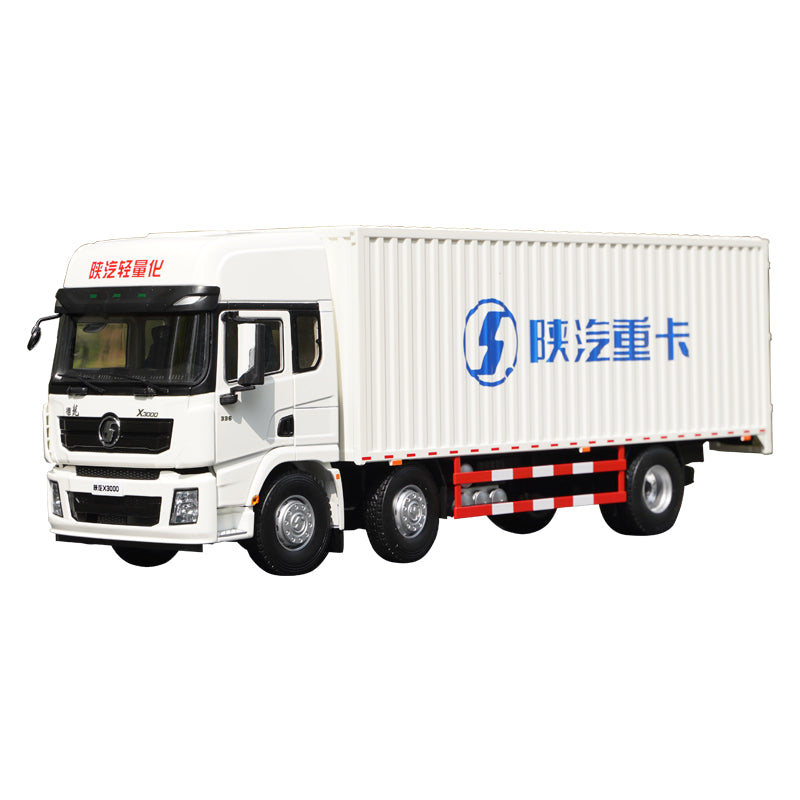 Original factory 1:24 Shaanxi Delong X6000 White diecast container truck model for gift, toys