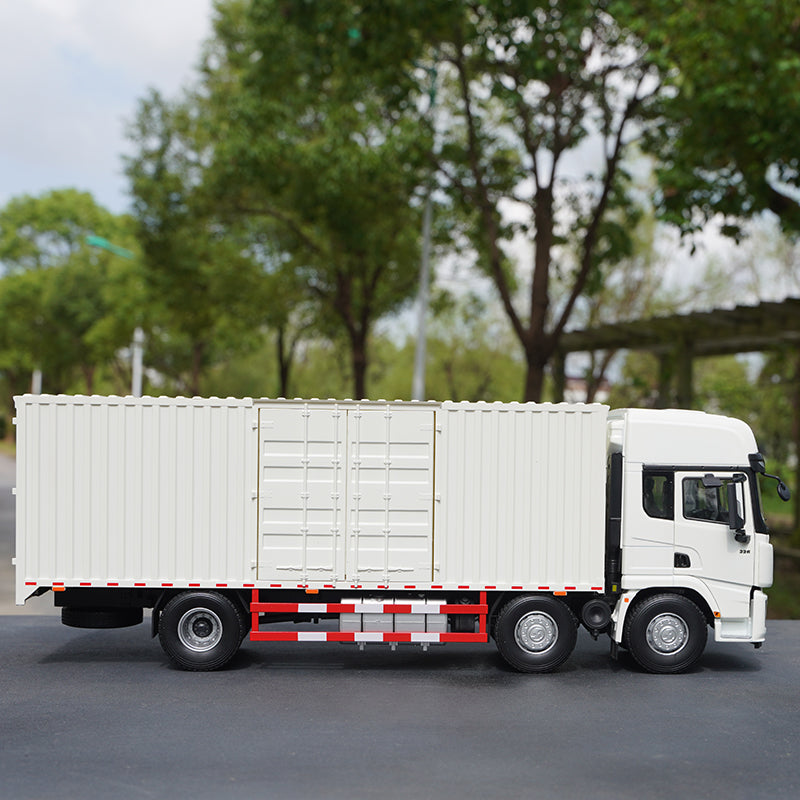 Original factory 1:24 Shaanxi Delong X6000 White diecast container truck model for gift, toys