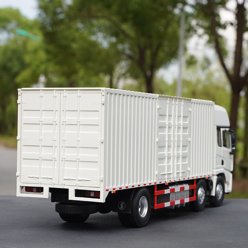 Original factory 1:24 Shaanxi Delong X6000 White diecast container truck model for gift, toys