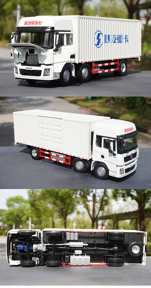 Original factory 1:24 Shaanxi Delong X6000 White diecast container truck model for gift, toys