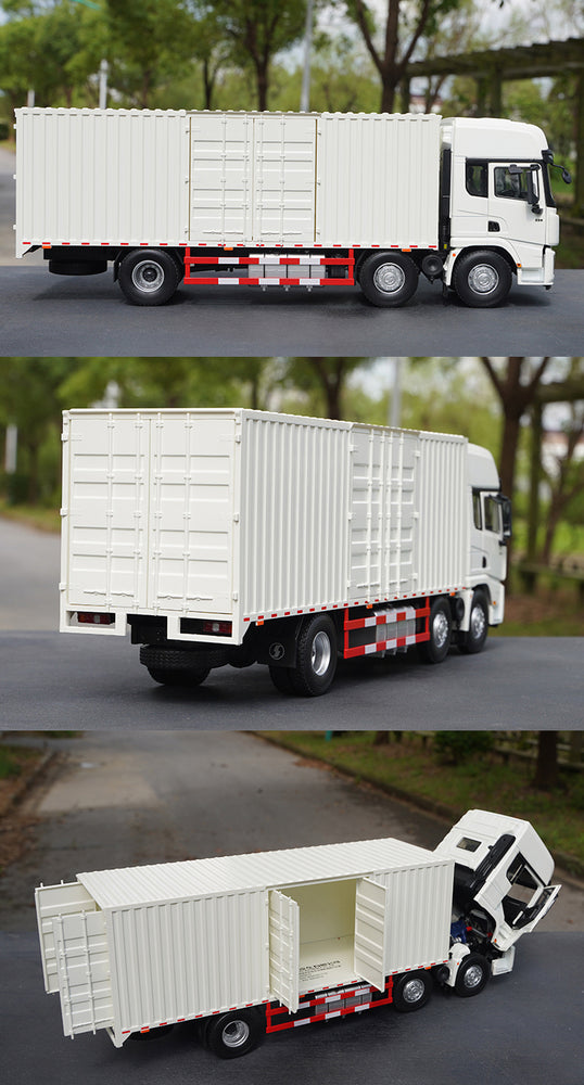 Original factory 1:24 Shaanxi Delong X6000 White diecast container truck model for gift, toys