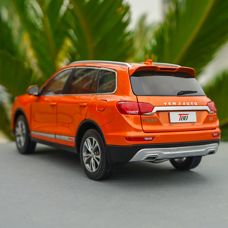 Diecast Yema auto T80 SUV Model 1:18 Scale White / Orange + Small gift