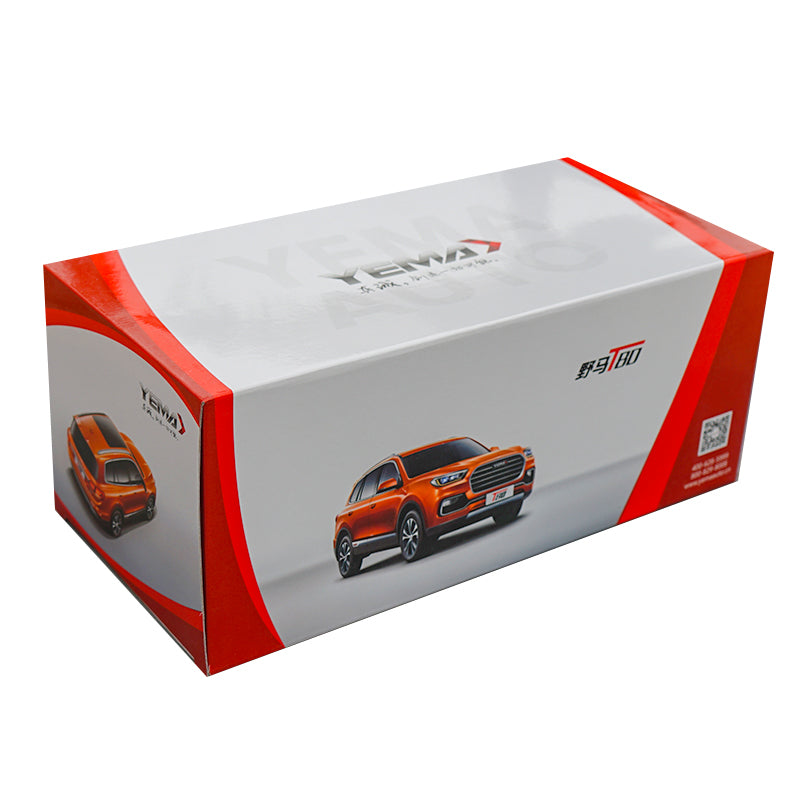 Diecast Yema auto T80 SUV Model 1:18 Scale White / Orange + Small gift