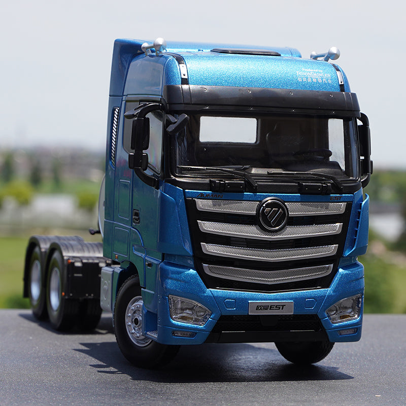 Original factory Silver/Blue 1:24 Foton Oman EST-A LNG Natural gas diecast tractor truck model for promotion, gift