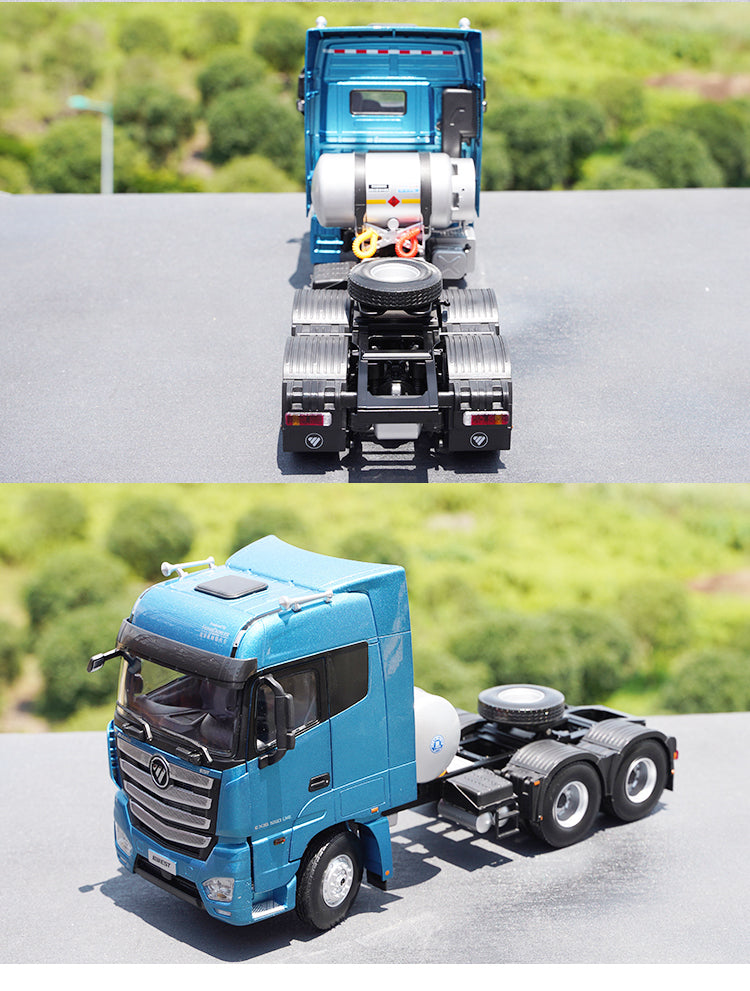 Original factory Silver/Blue 1:24 Foton Oman EST-A LNG Natural gas diecast tractor truck model for promotion, gift