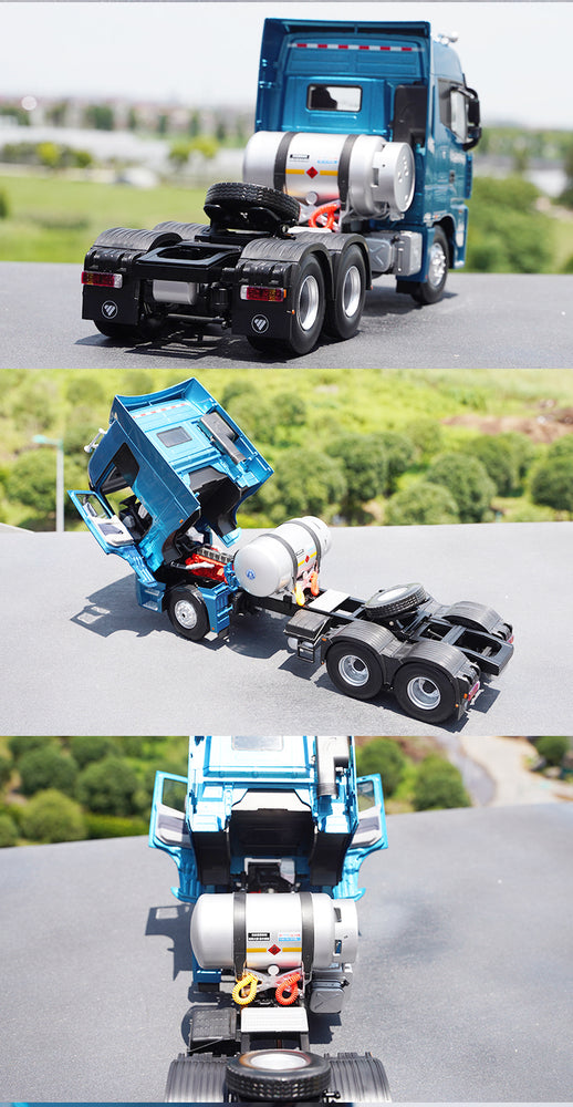 Original factory Silver/Blue 1:24 Foton Oman EST-A LNG Natural gas diecast tractor truck model for promotion, gift