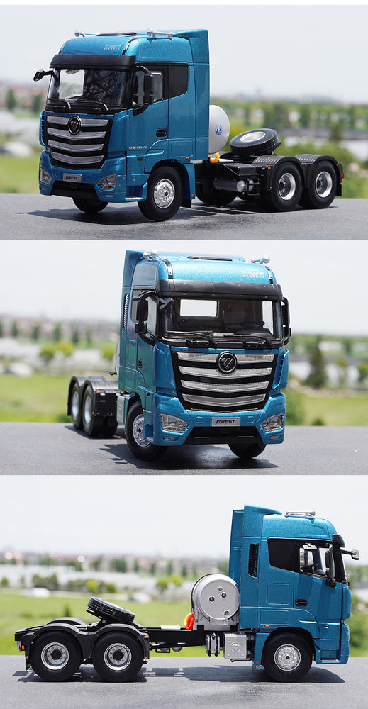 Original factory Silver/Blue 1:24 Foton Oman EST-A LNG Natural gas diecast tractor truck model for promotion, gift