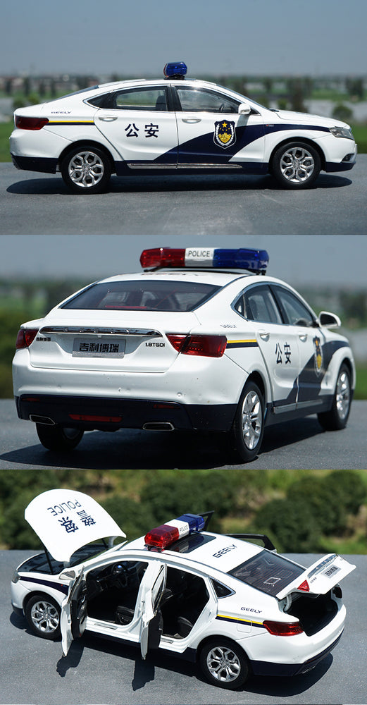 1:18 Alloy Pull Back Toy GEELY GE PHEV diecast police Toy Car Collectable miniature model of Children's toy vehicle Gift