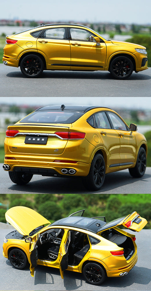 high quality alloy scale toy car miniature 1:18 Xingyue sports coupe Geely SUV diecast car model