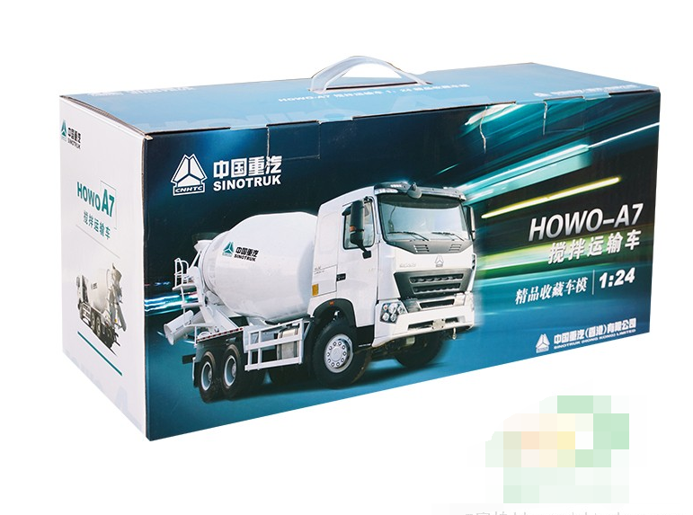 Original 1:24 Sinotruk HOWO A7 diecast concrete mixer cement truck model for gift, collection