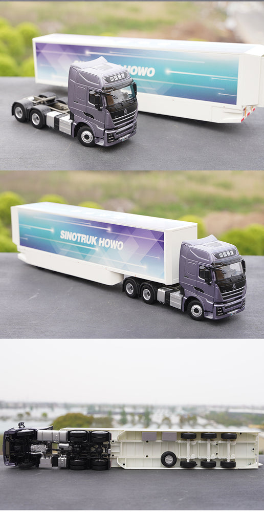 Original factory Sinotruck Brand new 1:36 Diecast HOWO T7H Tractor truck models alloy container truck model for gift