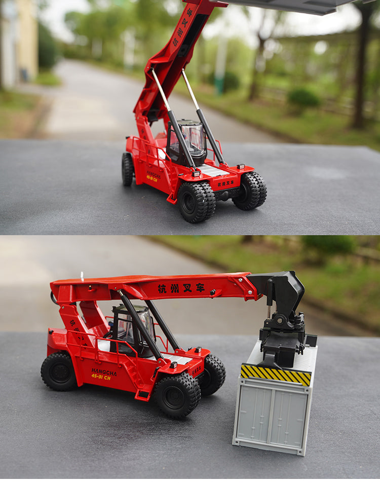 Original factory 1:50 Hangcha 45-31CN Diecast container crane model, alloy port engineering machinery truck miniature model for gift, toys