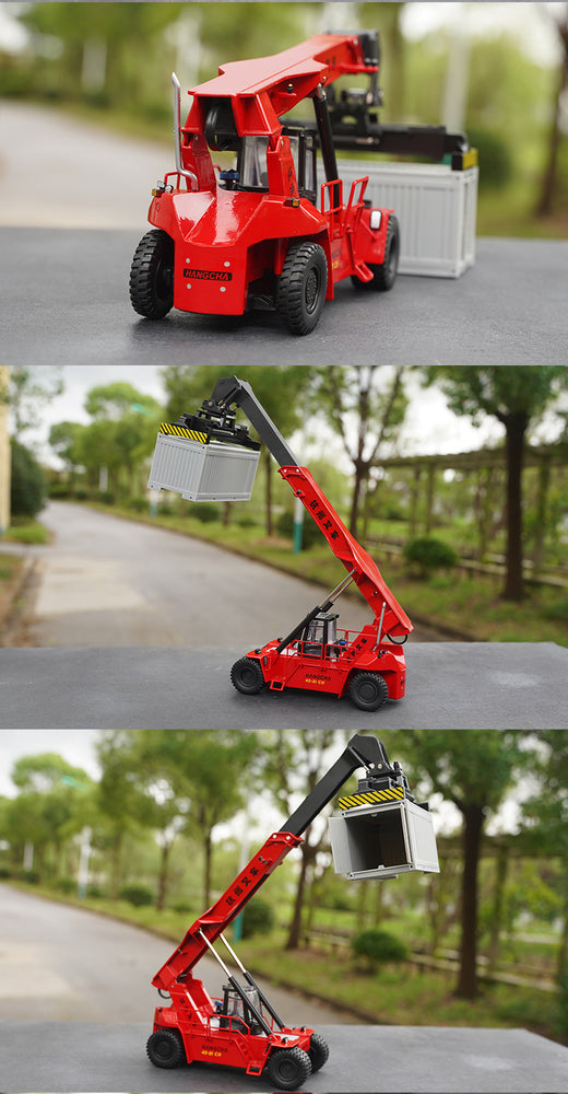 Original factory 1:50 Hangcha 45-31CN Diecast container crane model, alloy port engineering machinery truck miniature model for gift, toys