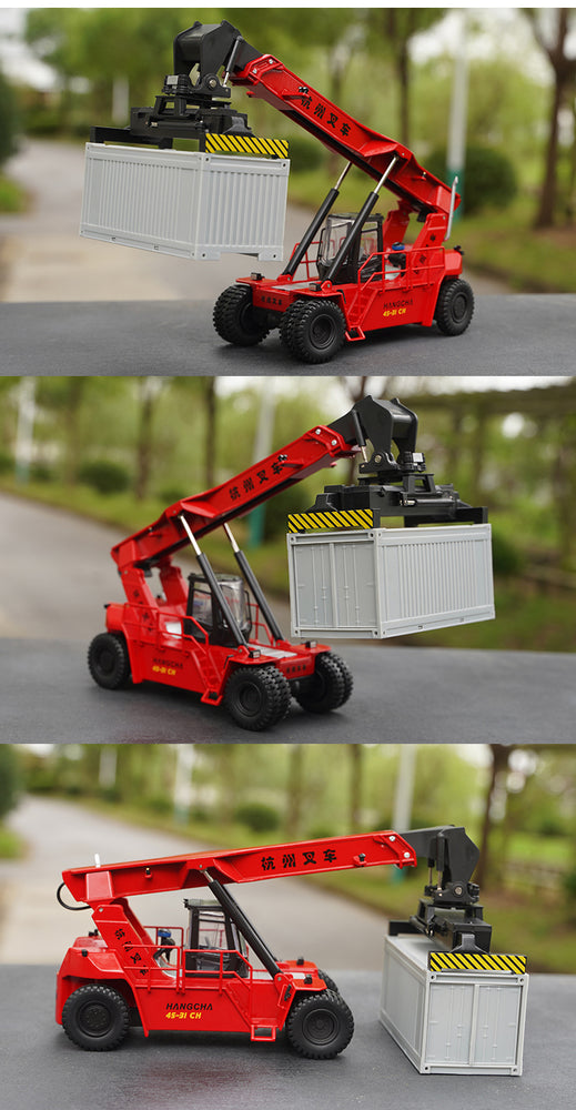 Original factory 1:50 Hangcha 45-31CN Diecast container crane model, alloy port engineering machinery truck miniature model for gift, toys