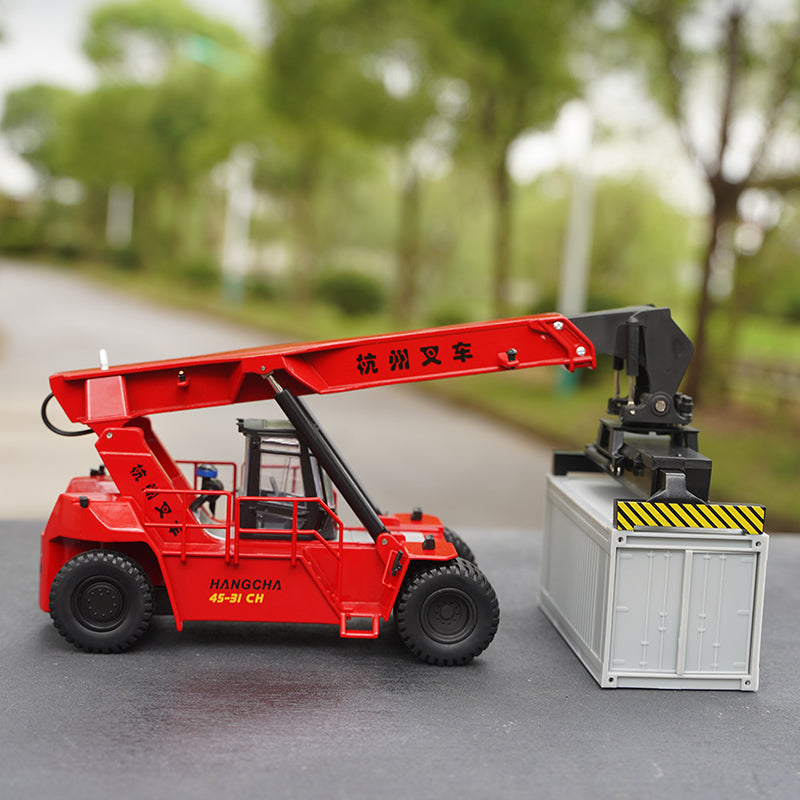 Original factory 1:50 Hangcha 45-31CN Diecast container crane model, alloy port engineering machinery truck miniature model for gift, toys