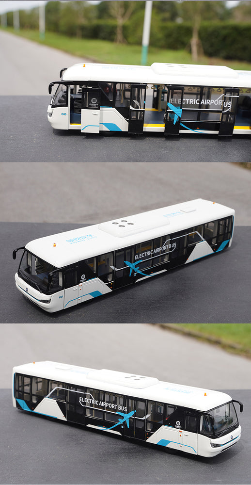 Original factory 1:42 Chinese Hengtian Lingrui automobile intelligent diecast electric bus airport ferry bus model for gift