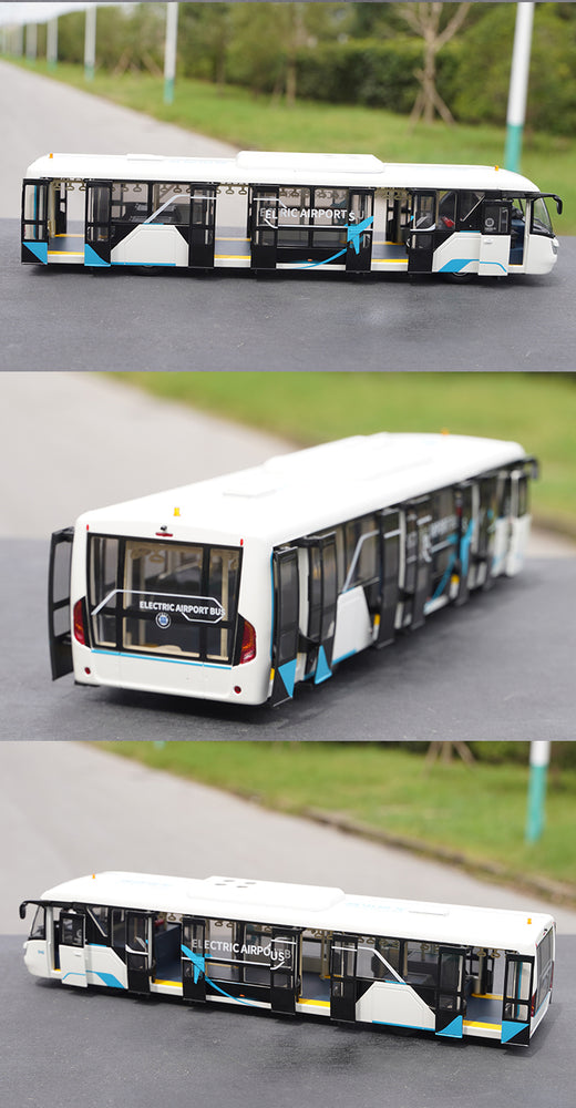 Original factory 1:42 Chinese Hengtian Lingrui automobile intelligent diecast electric bus airport ferry bus model for gift