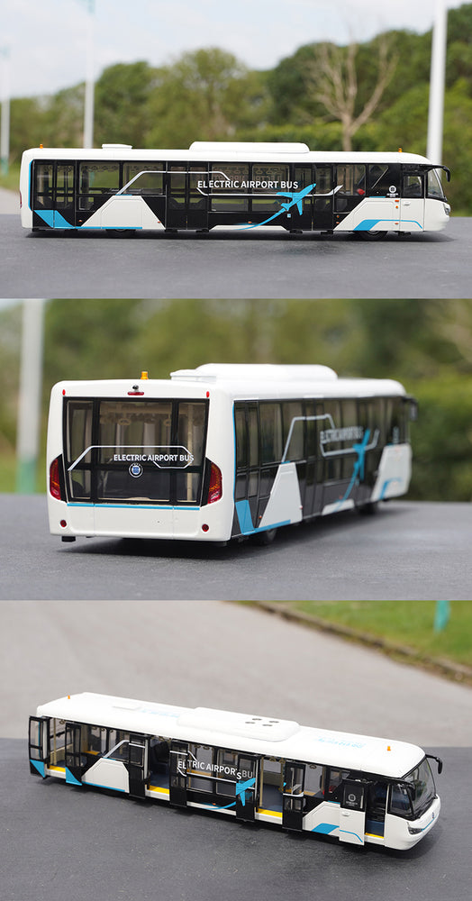 Original factory 1:42 Chinese Hengtian Lingrui automobile intelligent diecast electric bus airport ferry bus model for gift