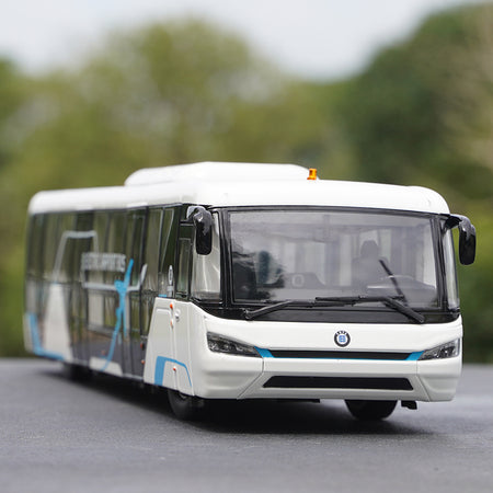 Original factory 1:42 Chinese Hengtian Lingrui automobile intelligent diecast electric bus airport ferry bus model for gift