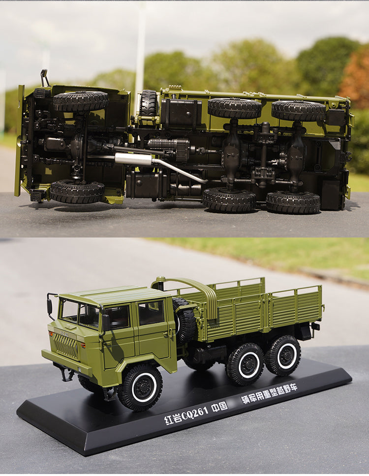 Original factory 1:24 Saic Hongyan CQ261 6×6 heavy military vehicle cross-country diecast truck alloy car model for gift, collection