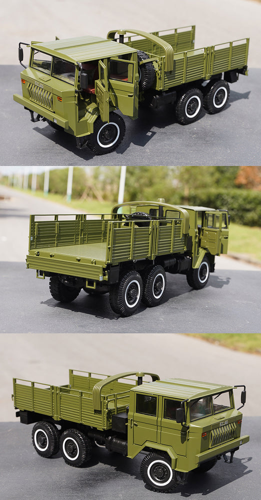 Original factory 1:24 Saic Hongyan CQ261 6×6 heavy military vehicle cross-country diecast truck alloy car model for gift, collection