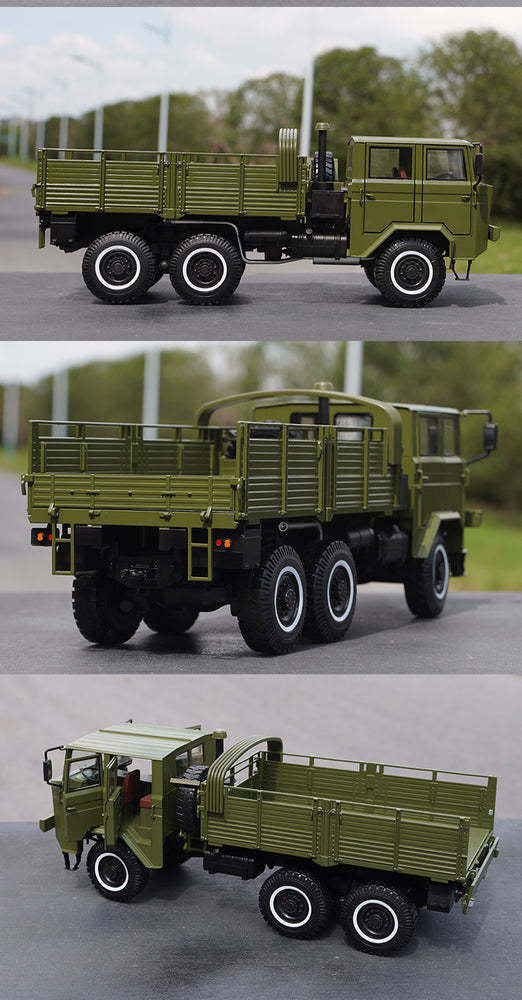 Original factory 1:24 Saic Hongyan CQ261 6×6 heavy military vehicle cross-country diecast truck alloy car model for gift, collection