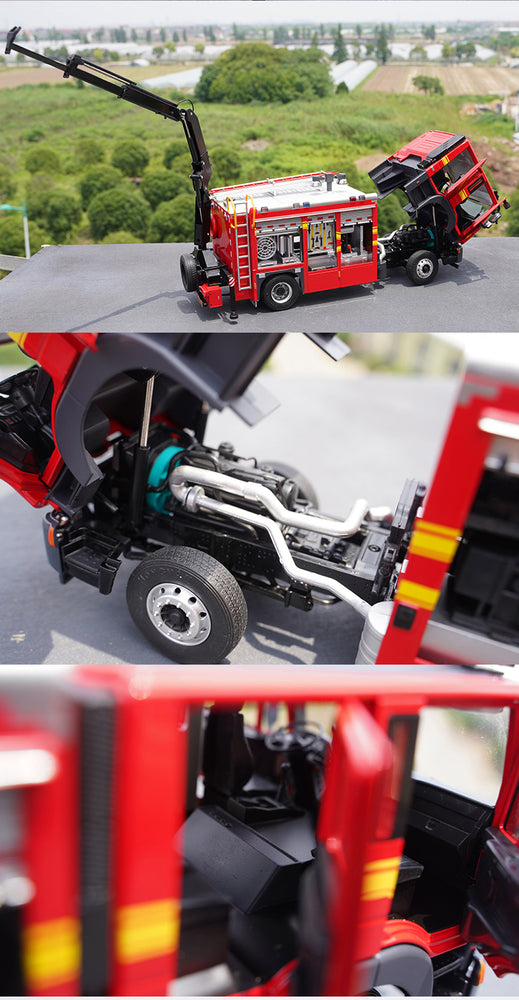 Original 1:24 SAIC Iveco Hongyan Jieshi 350 main battle Diecast fire truck alloy rescue truck model for collection