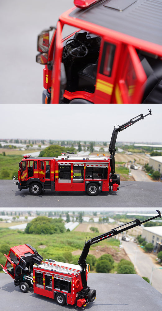 Original 1:24 SAIC Iveco Hongyan Jieshi 350 main battle Diecast fire truck alloy rescue truck model for collection