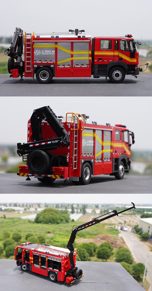 Original 1:24 SAIC Iveco Hongyan Jieshi 350 main battle Diecast fire truck alloy rescue truck model for collection