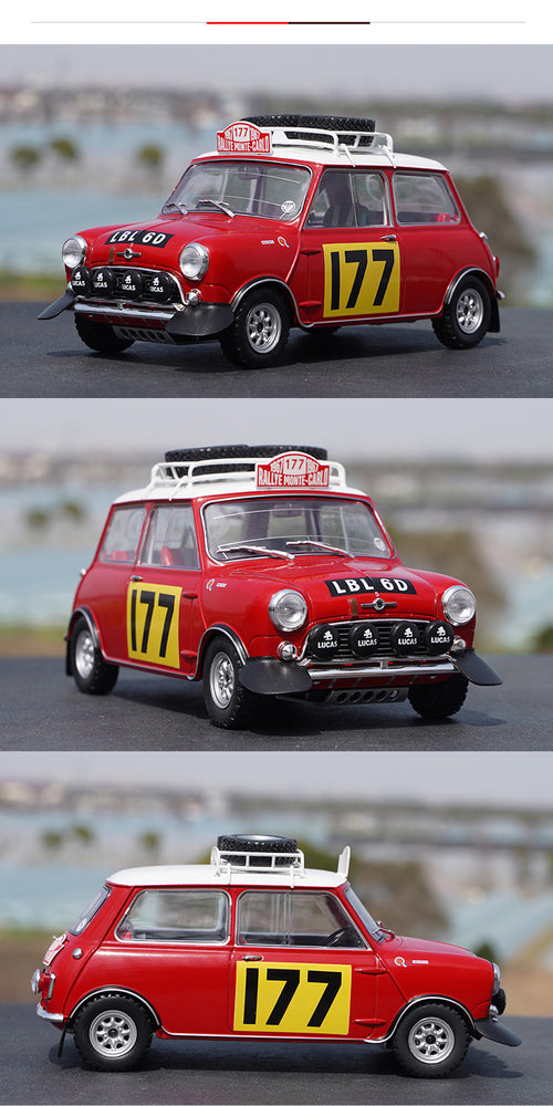 Original factory 1:18 IXO Mini Bean Mini Cooper 177# Monte Carlo diecast racing alloy car model for promotion, gift