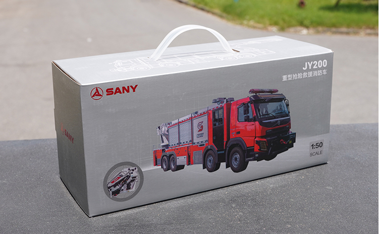 Original factory 1:50 SANY JY200 Heavy rescue diecast firetruck model for gift, toys