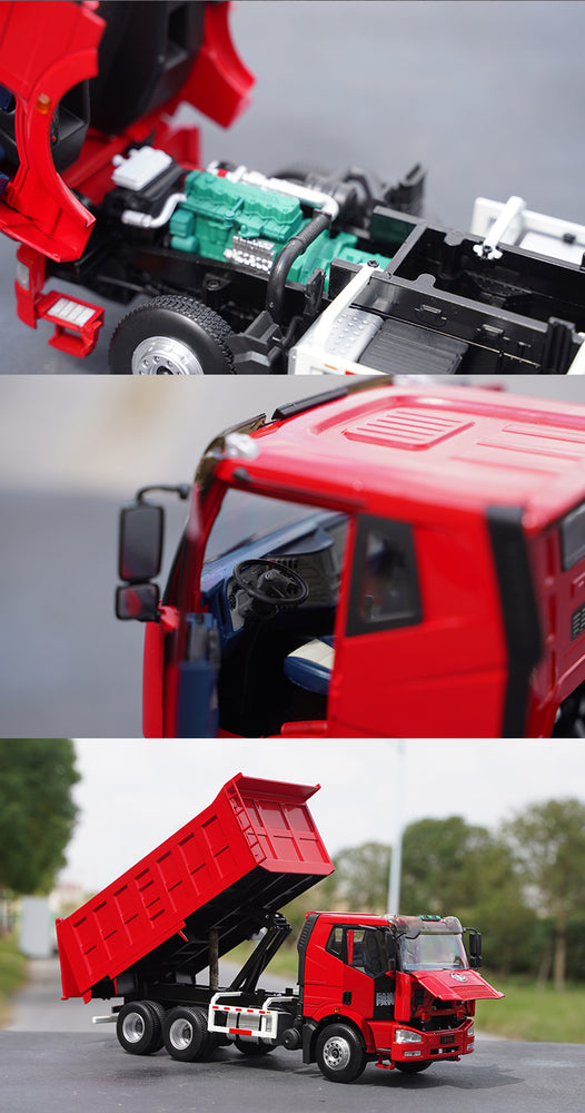 Original factory 1:24 FAW Jiefang J6 diecast dump truck engineering alloy simulation truck model for gift, collection