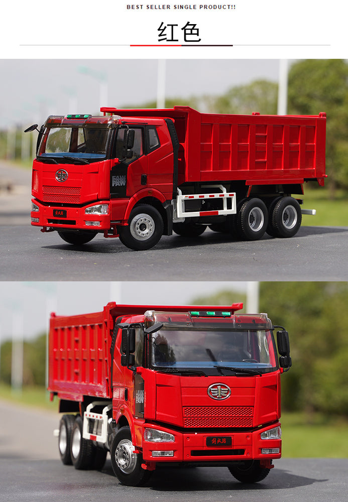 Original factory 1:24 FAW Jiefang J6 diecast dump truck engineering alloy simulation truck model for gift, collection