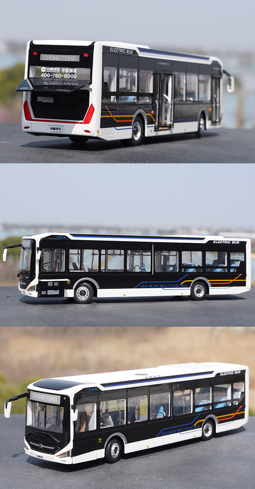 Original factory 1:42 Zhongtong LCK6126EVGR1 Pure electric 12m diecast city bus model for gift, collection