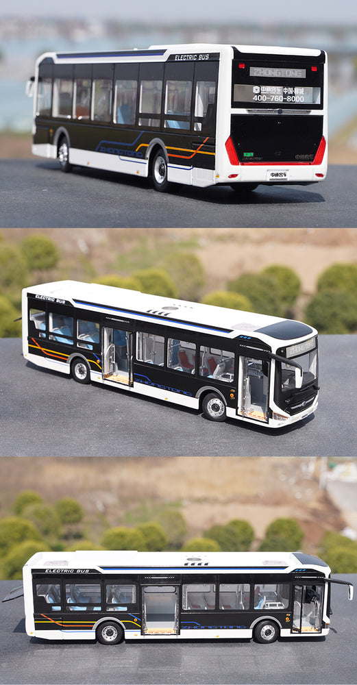 Original factory 1:42 Zhongtong LCK6126EVGR1 Pure electric 12m diecast city bus model for gift, collection