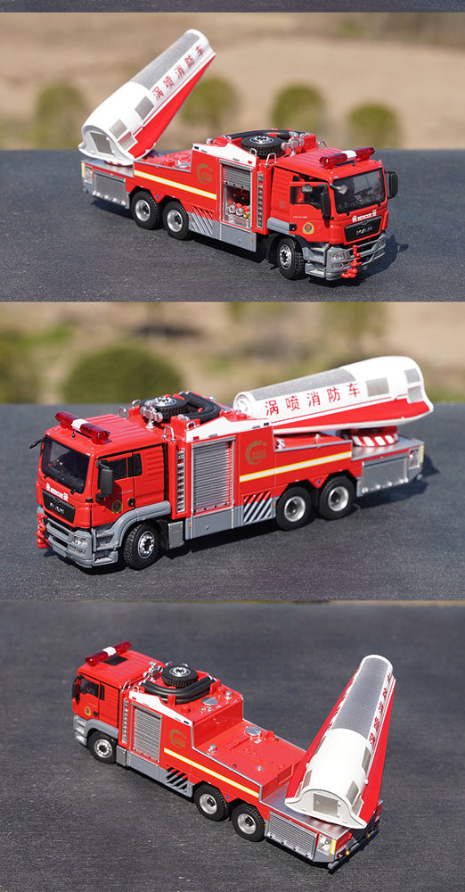 Original factory 1:50 MAN Turbojet alloy Fire truck simulation model diecast Chinese fire rescue model for gift